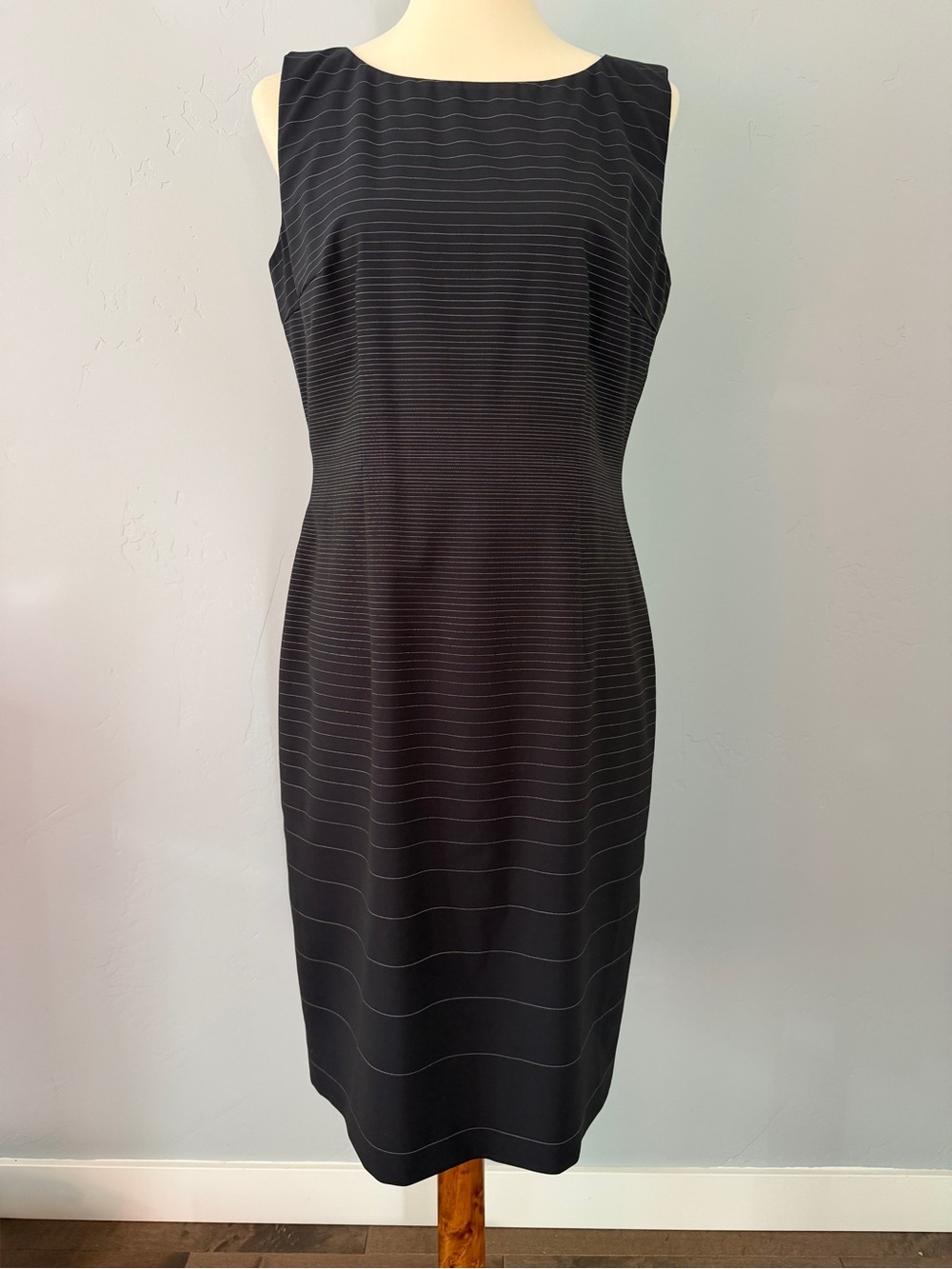 BOSS Hugo Boss Dinoma3 Navy Pinstripe Wool Sheath Work Dress US 8